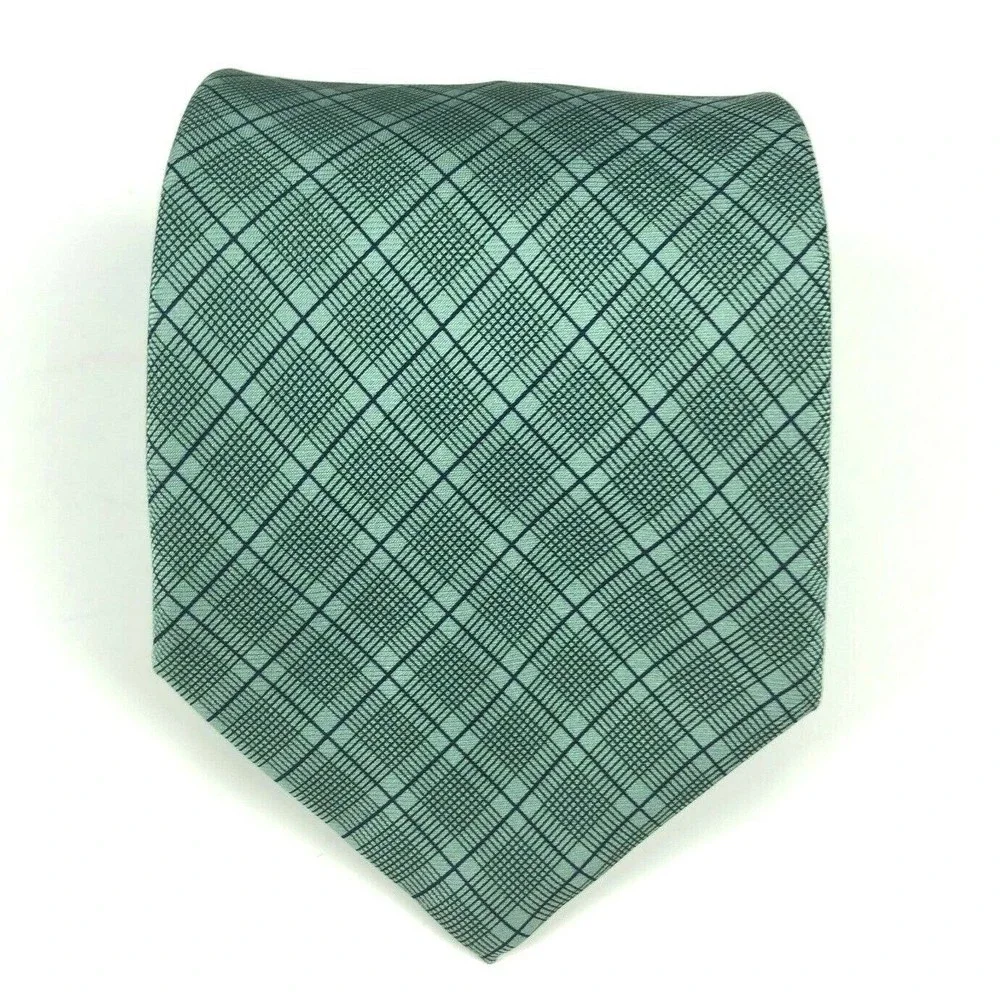 Brooks Brothers Men's 100% Silk Green Black Striped Plaid Necktie Tie NWT NEW